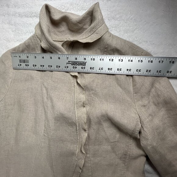 Forth & Towne Linen Allegory Womens Jacket Medium Beige Open Front Lightweight - Picture 6 of 8
